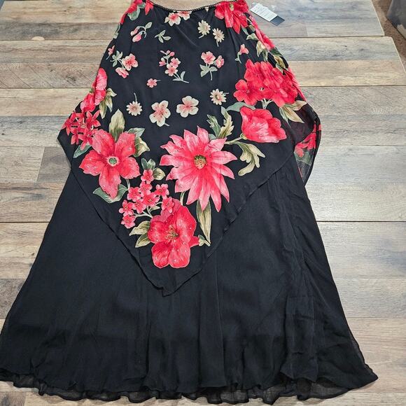 New Pave by Eva Blue Skirt Handkerchief Embellished Maxi Floral Lagenlook XL - Picture 2 of 13